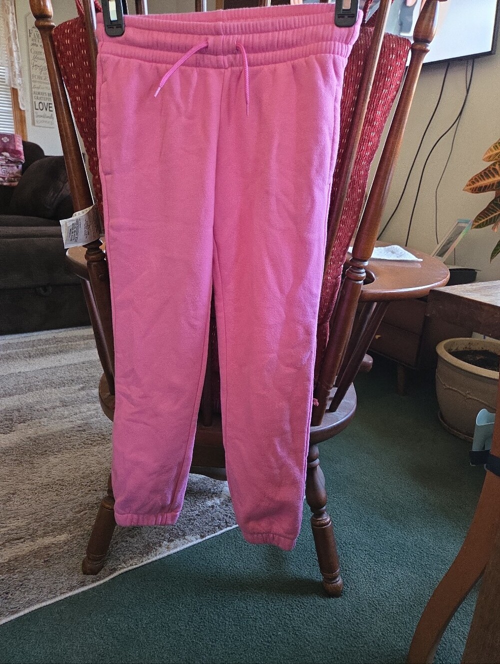 Girls Pink Fleece Sweat Pants Medium (7/8)